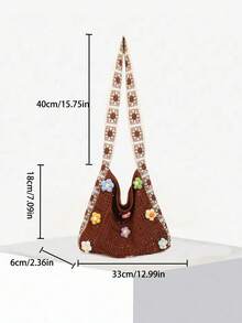 Vintage Hollow Floral Contrast Color Casual Crossbody Bag (Flower Color And Position Random) - Multicolor - View 11