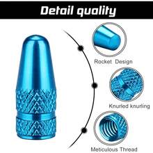 New- Sky-Blue Prta Vae Caps Aluminum Anodized Bike Tire Air Dust Covers-Ud On Prta/Freh Va For MTB Mountain/Road Bike, Hybrid Bike, Fat Bike (4 Pack)