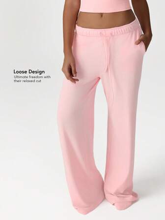 Sodalemon 女式训练跑步轻量抽绳侧袋宽松弹力阔腿健身瑜伽运动裤