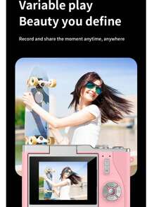 18倍光学变焦数码相机，2.4英寸高清旋转屏，创意视频便携数码相机，学生适用，CCD相机，赠送DIY水晶贴纸 - LK-007 棕色+水晶貼 - 查看 10