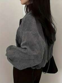 Women's Solid Color Long Sleeve Single-Breasted Utility Pocket Casual Jacket