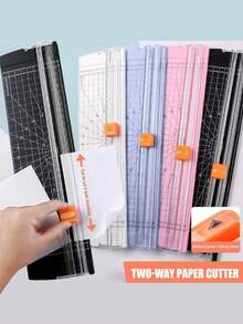 Cortadora de papel portátil A3/A4, cortadora de papel de precisión simple, cortadora de papel de plástico bidireccional con protección automática de la cuchilla, adecuada para escuela, hogar y oficina, corte de fotos, tarjetas y álbumes de recortes - Multicolor - Ver 4