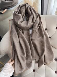 1条复古豹纹提花金线围巾，女士时尚百搭空调房披肩，春秋季外套，防晒装饰披肩，适合日常搭配及户外穿着。 - 彩色 - 查看 6