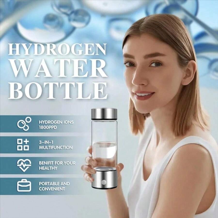 Portable Water Bottle Hydrogen-Rich Cup High-Concentration Health Cup Electrolytic Hydrogen-Rich Water Cup - Bạc - Xem 1