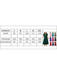 Women's V Neck Midi Dress Ruffled Sleeve Solid Color Tiered A Line Casual Dress - Army Green - View 5