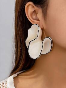 1 Cặp Hoa tai nhựa lớn phong cách Mỹ Châu Âu, Hoa tai tráng men hình hoa trang sức cho phụ nữ, Hoa tai mùa hè - Hoa tai nhựa lớn - Xem 2