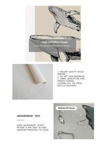 1/2pcs Frameless Vintage Whale Mother & Baby Print, Beige Coastal Wall Art With Canvas Texture, Inspirational Ocean Quote Poster For Beach House & Nursery Decoration