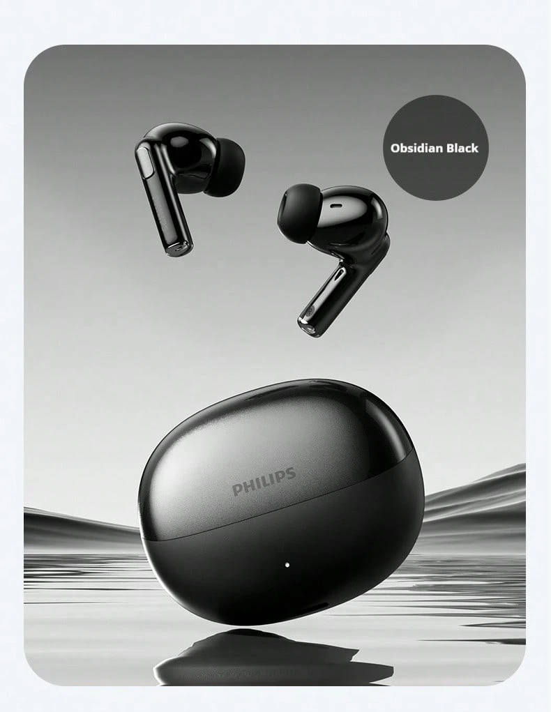 Philips' new TAT1120 true wireless Bluetooth headset semi-in-ear noise canceling high sound quality sports game long battery life for boys and girls couples - 黑色 - 查看 1