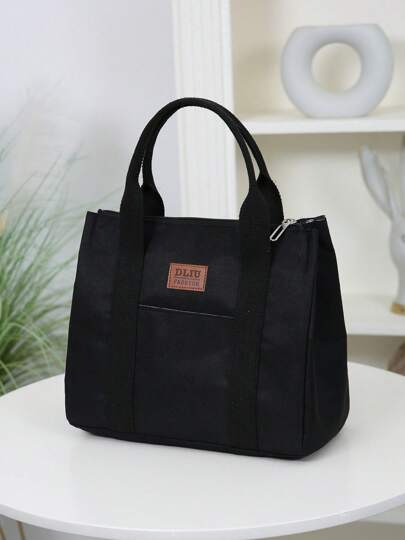 New, Thickened Oxford Cloth Solid Color Fabric Tote Bag, Portable Lunch Box Storage Bag, Lunch Bag, Suitable For Outdoor Picnic, Bringing Lunch To Work, Daily Storage, Zipper Closure, With Insulation Layer And Inner Pocket Lunch Bag For Women Cooler Bag Lunch Box For School