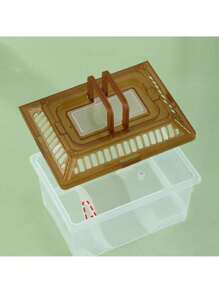 1pc Small Turtle/Fish Tank With Handle And Lid, Suitable For Hermit Crab Keeping - Multicolor - View 4