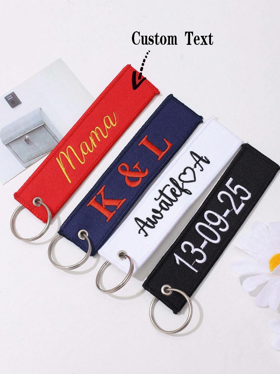 客製化刺繡行李吊牌 尼龍包掛牌 可客製姓名 附金屬環，旅行行李箱背包識別牌，伴娘禮物旅行配件