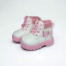 Botas de niña, cómodas, suaves y de moda, de color blanco con rosa. Apropiadas para su uso todo el año. - Blanco - Ver 3