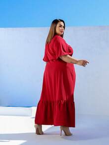 Women's Plus Size Summer Long Dress - Redwood - View 3