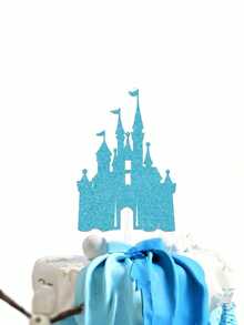 1pc Castle Cake Topper, Castle Theme Birthday Party Decoration, Pink Gold Princess Castle Birthday Party Decoration, Princess Babyshower Birthday Party Decoration Supplies,Wedding Cake Decoration, Blue Silver Castle Suitable For Ice And Snow Theme Cake Decoration (Four Colors) - Multicolor - View 8