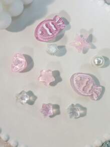 10pcs Cute Resin Pink Fish, Heart, Seashell, Starfish Ocean Elements Shoe Charms, Suitable For Garden Shoes, Sandals, Clogs, Great For Vacation, Gifts