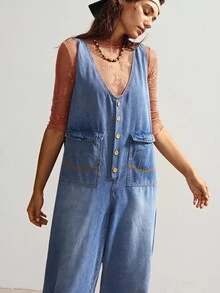 Bohemela Mono de mezclilla casual de vacaciones para mujer