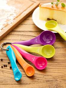 Set Of 5 Colorful Plastic Measuring Spoons, Plastic Measuring Cup, Stackable Plastic Measuring Spoons With Spout And Handle For Precise Cooking And Baking, Durable Kitchen Tool For Recipes, Baking Essentials, Vibrant Kitchen Utensils, Baking Tools - Measuring Spoons 5pcs - View 1