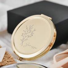 个性化口袋镜，饰有生日花卉图案 – 可定制姓名的迷你化妆镜 – 新娘送礼佳品，便携式可折叠双面化妆镜，单身派对礼物，送给她的生日礼物，化妆镜，女孩补妆镜，旅行收纳盒 - 多色-1 - 查看 9