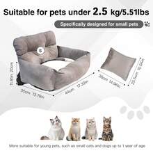 HAZOOWILL Hazowill 小型犬户外旅行汽车增高座椅、汽车旅行座椅、狗床、猫床、宠物垫、可拆卸保暖枕头、二合一狗屋,适用于贵宾犬、吉娃娃、比熊犬 - 彩色 - 查看 19