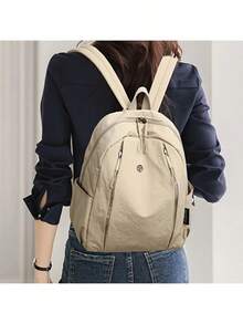 [Versatile Backpack] Softshell Polyester Women's Multi-Functional Backpack | Adjustable Straps, Zip Closure | Versatile For Commuting, Travel & Outdoor Activities | Available In Multiple Colors - White - View 2