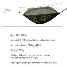 2 Person Camping Garden Hammock With Mosquito Net Outdoor Furniture Bed Strength Parachute Fabric Sleep Swing Portable Hanging