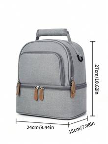 一件代发女款新款灰色时尚双层婴儿奶瓶包保温包适合日常出行双肩单肩手提换尿布包多功能保鲜储奶冰袋 - 灰色 - 查看 2