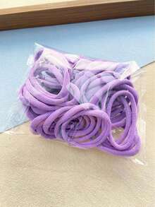 50 chiếc/gói Dây buộc tóc polyester cơ bản dành cho nữ, kiểu dáng đơn giản, dùng hàng ngày, phụ kiện tóc, dây chun buộc tóc đuôi ngựa, phụ kiện làm đẹp tại nhà, phụ kiện ngày lễ, lễ hội, tiệc tùng. - Màu tím - Xem 7