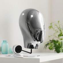 Silver Wall-Mounted Mannequin Head For Wig Display & Storage, Hairdressing Accessory Organizer - 銀色 - 查看 2