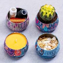 10pcs Flower Printed Candle Jars With Lids - Perfect For Candle Making, Crafts And Storage
