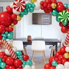144 piezas Conjunto de globos navideños - Globos de caramelo rojos, blancos y dorados para decoración de fiestas