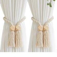 1/2pcs Wooden Tassel Magnetic Curtain Tie Backs - Minimalist Curtain Rings, Suitable For Bedroom, Living Room, Kitchen. Strong Magnets And Easy To Use, Perfect For Home Decorators, Renters, Minimalists. Ideal Housewarming, Christmas, Birthday Gift. - Multicolor - View 8