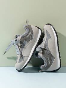 Zapatos deportivos casuales con de moda para niños, zapatos de lona blancos, planos y cómodos, transpirables, zapatos ideales para estudiantes, zapatos deportivos de estilo campus, tenis deportivos casuales, zapatos versátiles - Gris - Ver 5