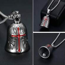 1 Piece Retro Punk Style Patron Bell Motorcycle Bell Men's Intersection Lucky Bell Angel Wings Knight Bell Metal Pendant Motorcycle Accessories - Đỏ - Xem 3