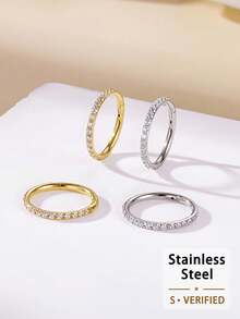 1pc Elegant 18K Gold Plated Stainless Steel Zirconia Inlaid Nose Ring, Hinged Closure Cartilage Spiral Earring Lip Ring, Body Piercing Jewelry, Inner Diameter Options: 6mm/8mm/10mm/12mm, Diameter: 16G/1.2mm/18G/1.0mm