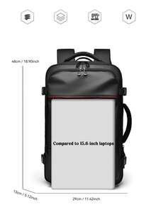 男士旅行背包，功能性笔记本电脑隔层单肩包，女士商务旅行背包，大容量书包，可扩展户外背包 - 深灰色 - 查看 11