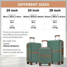 Suitcase 20 24 28 Inch Cabin Carry On Check In ABS PC Hard Shell Spinner Wheels Lock Small Medium Large Travel Luggage Set For Holiday Family - Verde Oscuro - Ver 3