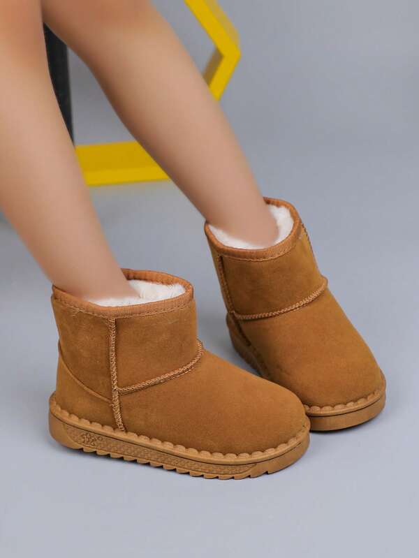 1 Paar Kinder Einfarbige Winterstiefel, Mädchen Einfache Mode Schneestiefel, Dicke Warme Weiche Sohle Bequeme Schlüpfstiefel, Geeignet für Jungen und Mädchen zum Tragen im Freien im Winter (Empfehlung: eine Nummer größer bestellen)