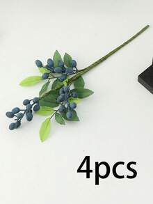 4pcs/Set 13.78" Realistic Artificial California Blueberry, Olive Branches With Stems, Berry Stems, Perfect For Spring Wedding DIY Farmhouse Vase Decor, Floral Vase Filler, Home Office Party Decor, Romantic Wedding Centerpiece And Elegant Tabletop Decor, Autumn, Halloween, Thanksgiving, Christmas Decoration - Blue - View 12