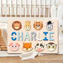 Customized Personalized Name Puzzle Board, Christmas Gift, Name Puzzle, First Birthday Gift, Unique Name Puzzle Board, Baby Boy Or Girl Early Education Toy, 3D Letter Puzzle Toy, Customized Baby Name - Baby Blue - View 7