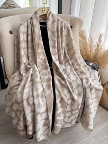 1条复古豹纹提花金线围巾，女士时尚百搭空调房披肩，春秋季外套，防晒装饰披肩，适合日常搭配及户外穿着。 - 彩色 - 查看 11