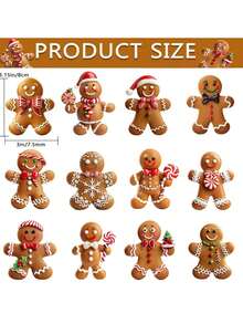 24pcs/12pcs Wooden Gingerbread Man Ornaments, Hanging Pendants For Christmas Tree, Holiday Fireplace Decor, Christmas Tree Topper, New Year Scene Decoration