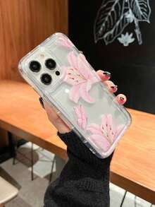 Ins Style Transparent Cream Color Protective Phone Case With Lanyard/Wriststrap Compatible With Apple Waterproof Shockproof Anti-Fall Scratch ResistantFOR-YOUR-BELOVED-PHONEChristmas Gifts - 款式1(1件) - 查看 1