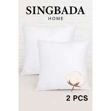 MADE IN TURKEY - Cuscino da lancio 100% micropoliestere - 45x45 cm - 400g - Morbido e durevole - 2 pezzi - Bianco - Visualizzare 1