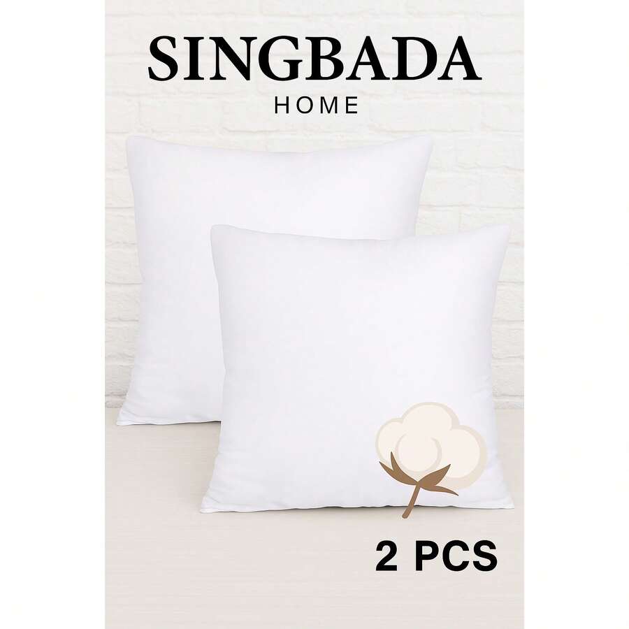 MADE IN TURKEY - Cuscino da lancio 100% micropoliestere - 45x45 cm - 400g - Morbido e durevole - 2 pezzi - Bianco - Visualizzare 1