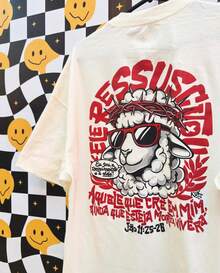 Camiseta Feminina Gola Redonda Estampa Cristã ELE RESSUCITOU Blusa em Algodão