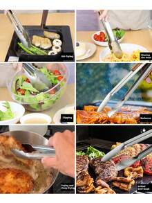 Szczypce do jedzenia ze stali nierdzewnej, dębowe, koreańskie szczypce do grilla, szczypce do steków z drewnianym uchwytem, bardzo długie szczypce do grilla, odpowiednie do hoteli/domu/na zewnątrz/do ogrodu/na grilla, na Boże Narodzenie i Halloween