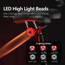1pc Bicycle Tail Light, Rechargeable Waterproof Night Riding Safety Warning Light For Mountain And Road Bikes, Cycling Gear - Multicolor - View 3