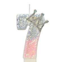 1pc Glitter Birthday Number Candle, 3D Design Cake Birthday Party Wedding Anniversary Celebration Supplies, Glitter Blue Crown Theme Birthday Decoration, Happy Birthday Party Supplies, Number 0 1 2 3 4 5 6 7 8 9