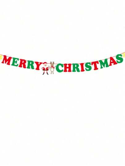 1pc Christmas Decoration Hanging Flag Banner, Cartoon Paper Garland For Holiday Party