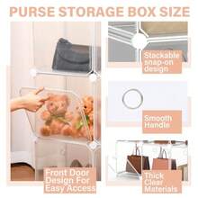 8 Pack Purse Organizer For Closet Purse Storage Box With Door Clear Display Case Handbag Organizer Dustproof Storage Bins For Hat Wallet Book Toy Cosmetic - 如圖 - 查看 4